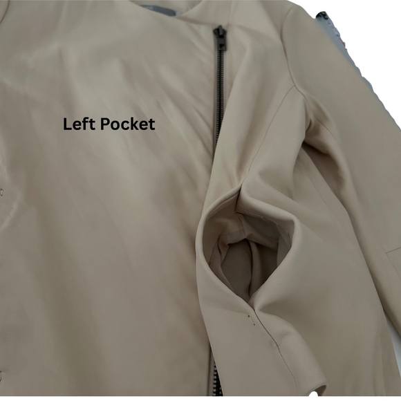 Vince Cream Lamb Leather Moto Jacket Large $995 Retail - Picture 13 of 14